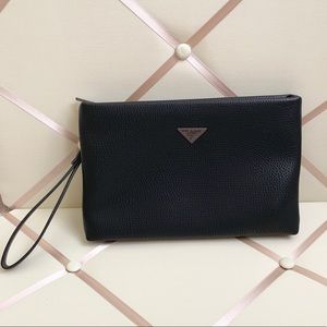 Black leather clutch/wristlet